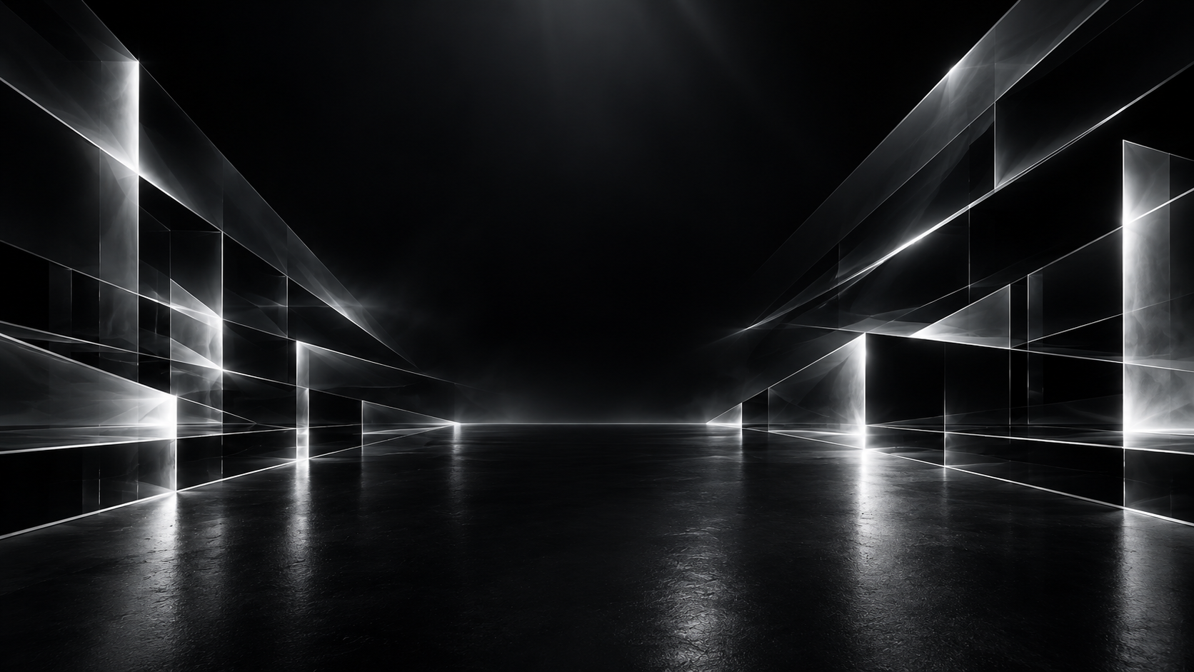 Abstract monochrome architectural scene.